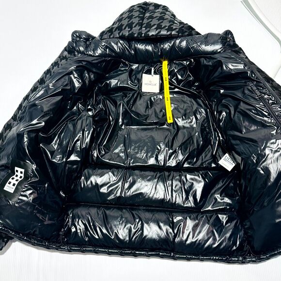 RARE Moncler X Frgmt Borage Down Jacket Men 2/ M Black Houndstooth Full Zip NWT - Picture 6 of 16